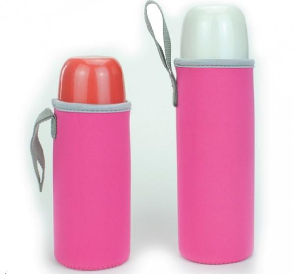 Pink Neoprene cool thermo insulated water bottle holder tote bag