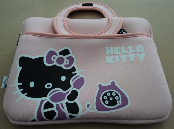 Cute hello kitty handled Neoprene Tablet pc sleeve Cases with durable embossed